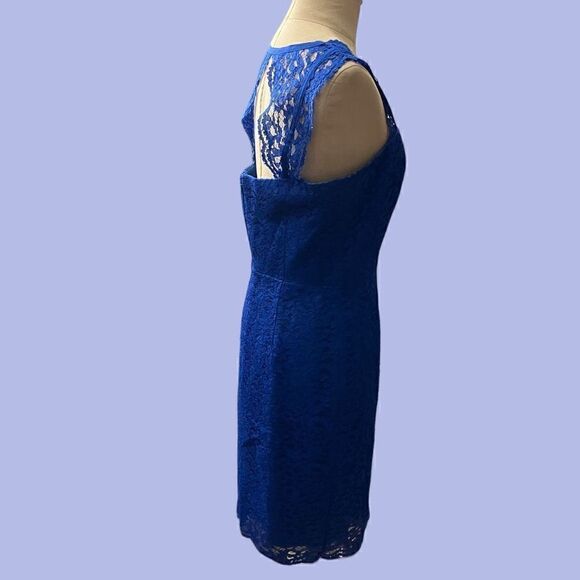 Cynthia Steffe Blue Lace Covered Cocktail Dress / SZ: 6 - Picture 3 of 8